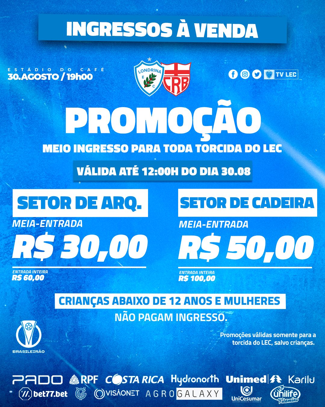 Ingressos à venda para Londrina Esporte Clube x CRB Ingressos à venda para Londrina Esporte Clube x CRB